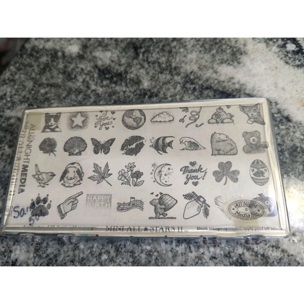 Vintage All Night Media Mini All Stars II Rubber Stamps Set